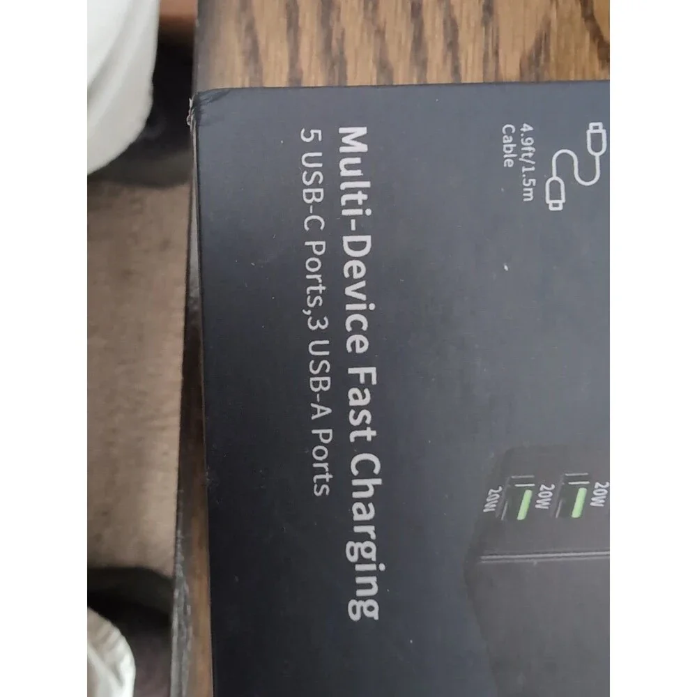 Multi-device Fast Charging Block 570w Gan3, 5 USB-C Ports, 3 uSB-A Ports